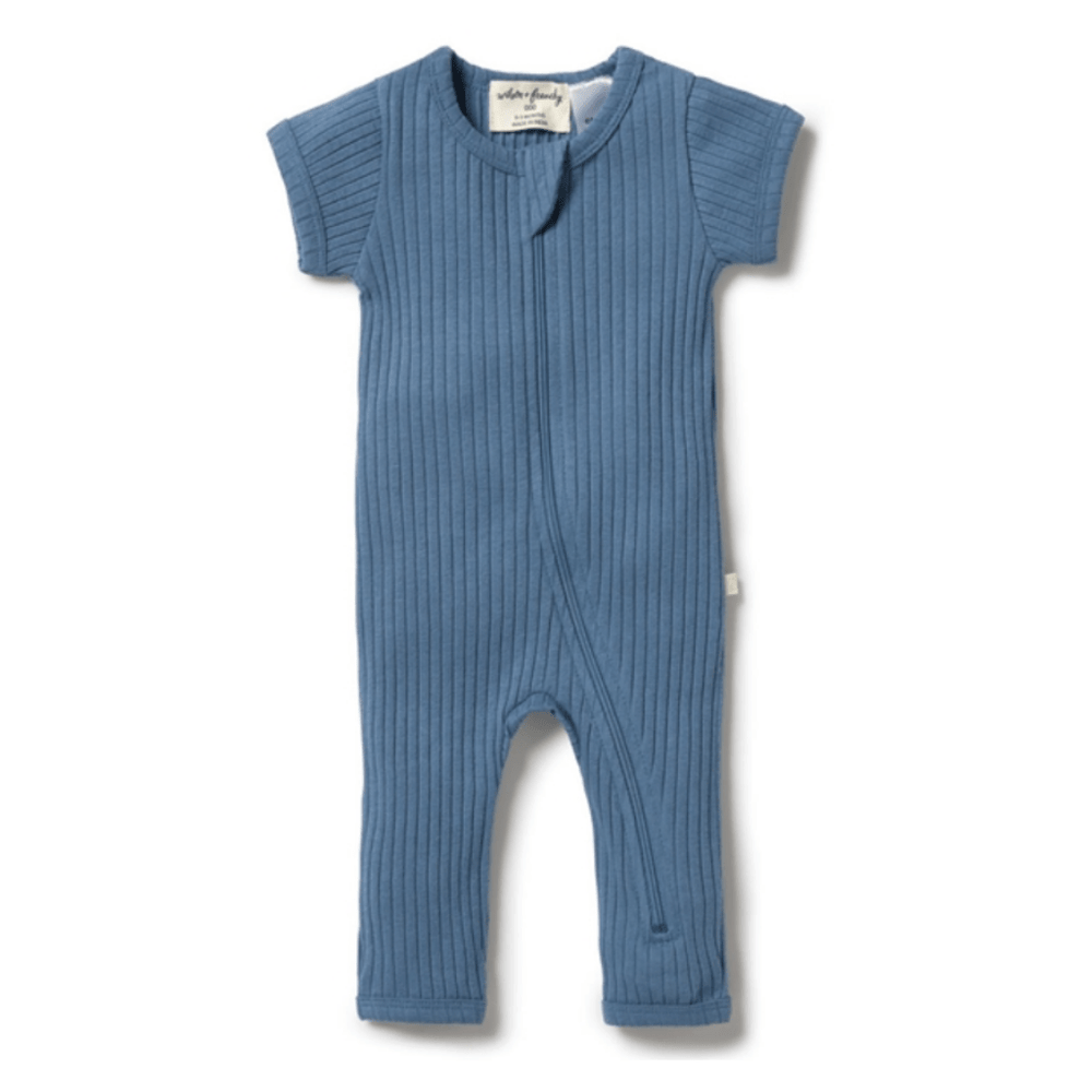 Ocean / Newborn Wilson & Frenchy Organic Rib Zipsuit (Multiple Variants) - Naked Baby Eco Boutique