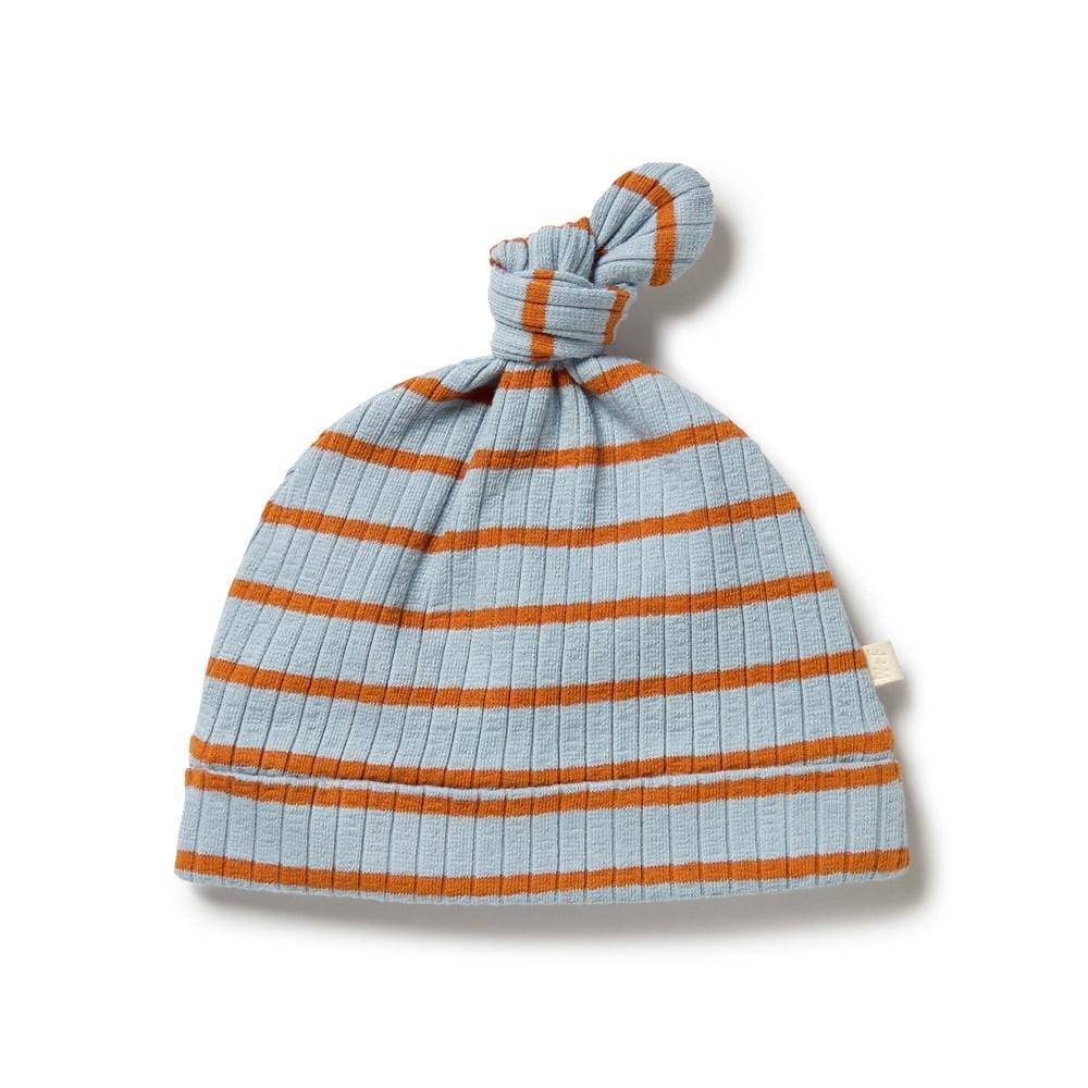 Anchor Blue/Rust / Premmie Wilson & Frenchy Organic Stripe Rib Knotted Beanie (Multiple Variants) - Naked Baby Eco Boutique