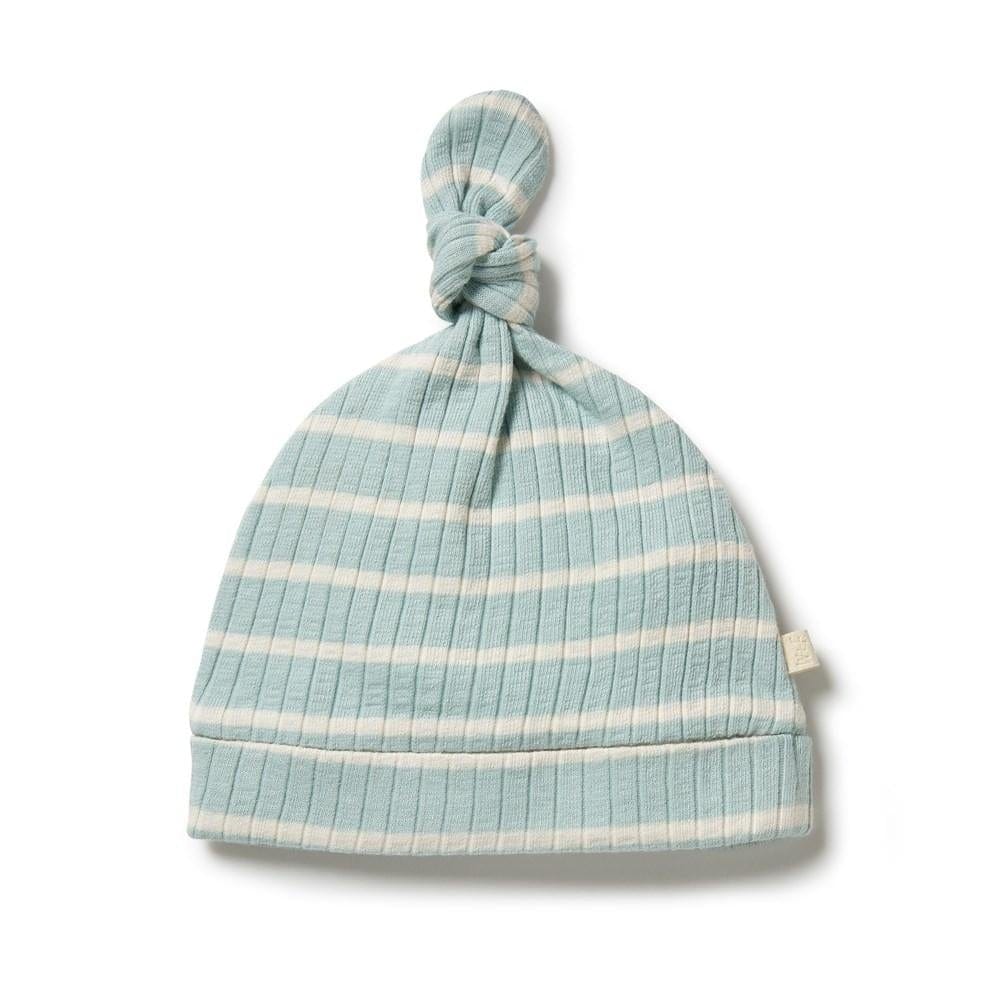 Pistachio/Ecru / Premmie Wilson & Frenchy Organic Stripe Rib Knotted Beanie (Multiple Variants) - Naked Baby Eco Boutique