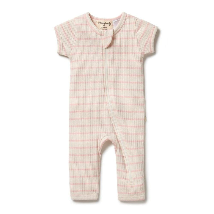 Pink Lemonade / Premmie Wilson & Frenchy Organic Stripe Rib Zipsuit (Multiple Variants) - Naked Baby Eco Boutique