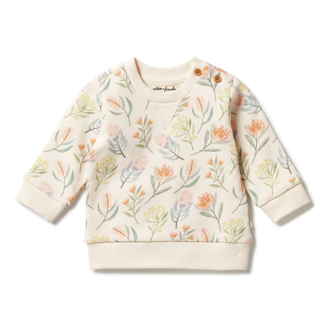 Pretty Floral / 0-3 Months Wilson & Frenchy Organic Terry Sweat Shirt (Multiple Variants) - Naked Baby Eco Boutique