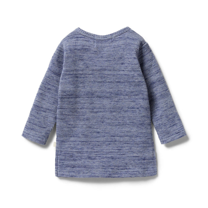 Wilson-and-Frenchy-Organic-Waffle-Henley-Top-Blue-Fleck-Back-View-Naked-Baby-Eco-Boutique