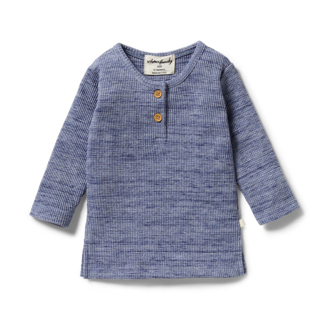 Wilson-and-Frenchy-Organic-Waffle-Henley-Top-Blue-Fleck-Naked-Baby-Eco-Boutique