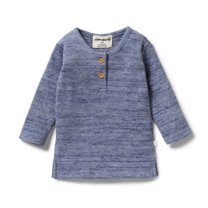 Wilson-and-Frenchy-Organic-Waffle-Henley-Top-Blue-Fleck-Naked-Baby-Eco-Boutique