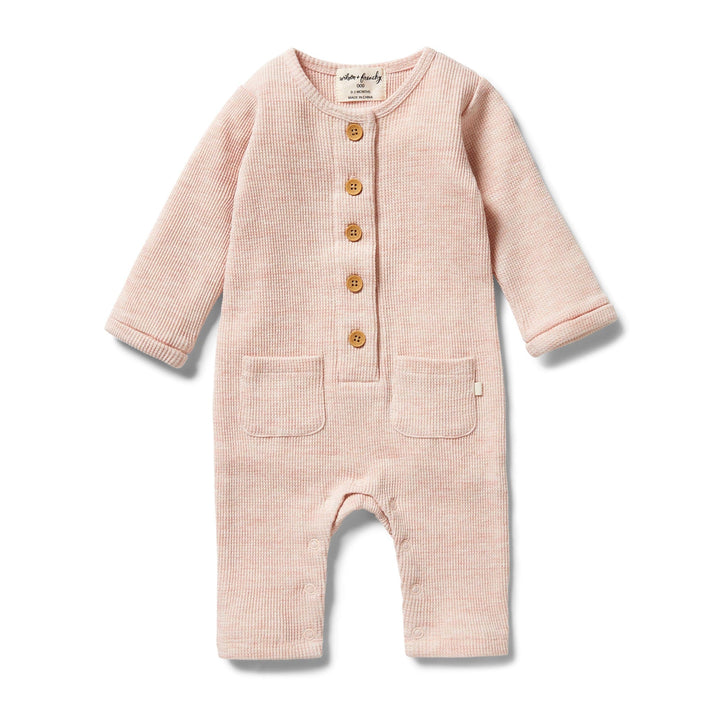Peony Fleck / 0-3 Months Wilson & Frenchy Organic Waffle Slouch Growsuit (Multiple Variants) - Naked Baby Eco Boutique