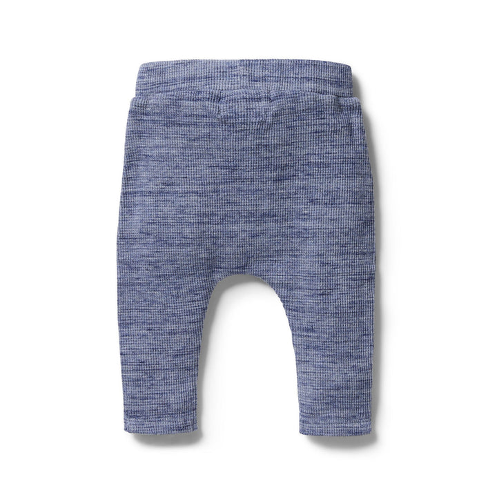 Wilson-and-Frenchy-Organic-Waffle-Slouch-Pants-Blue-Fleck-Back-View-Naked-Baby-Eco-Boutique