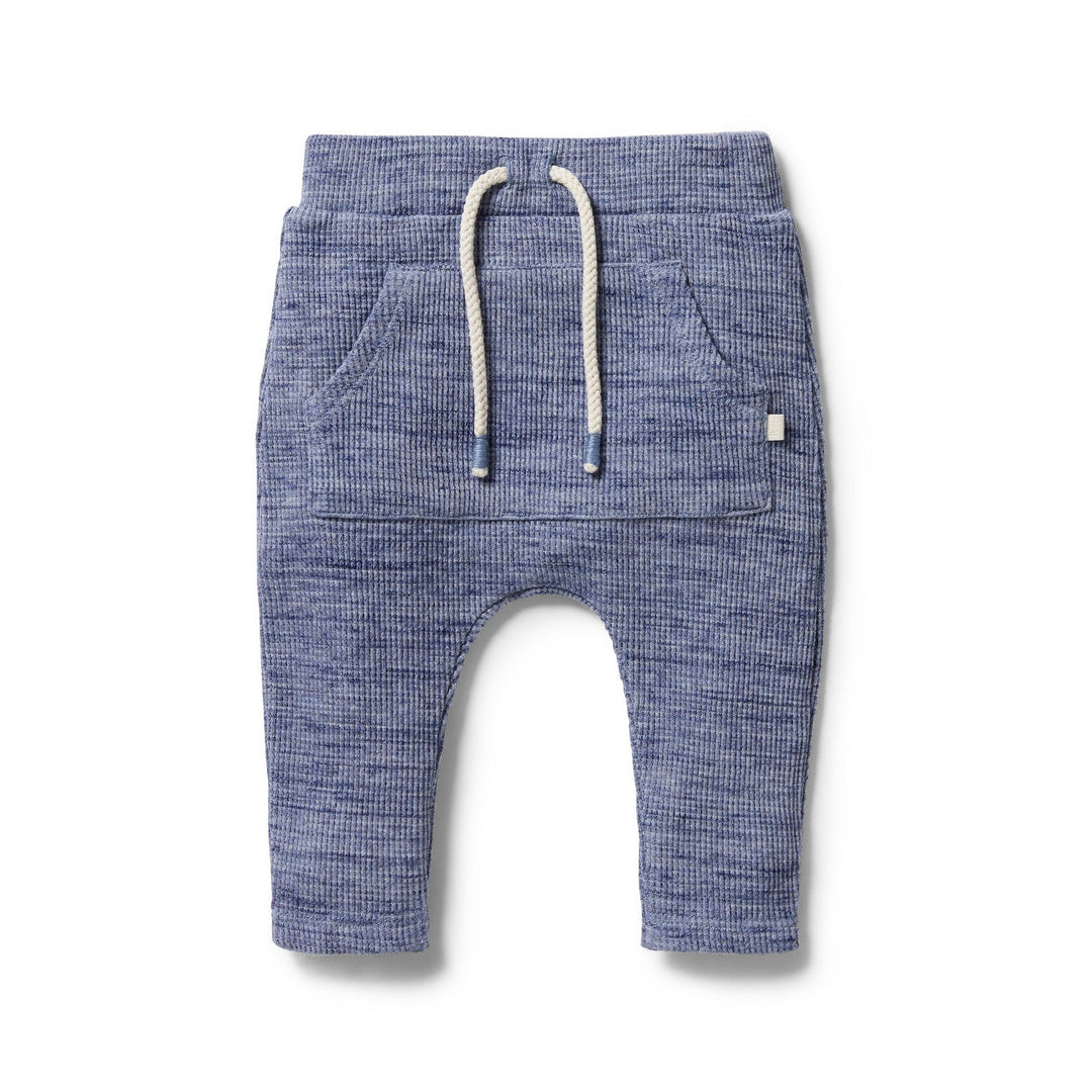 Wilson-and-Frenchy-Organic-Waffle-Slouch-Pants-Blue-Fleck-Naked-Baby-Eco-Boutique