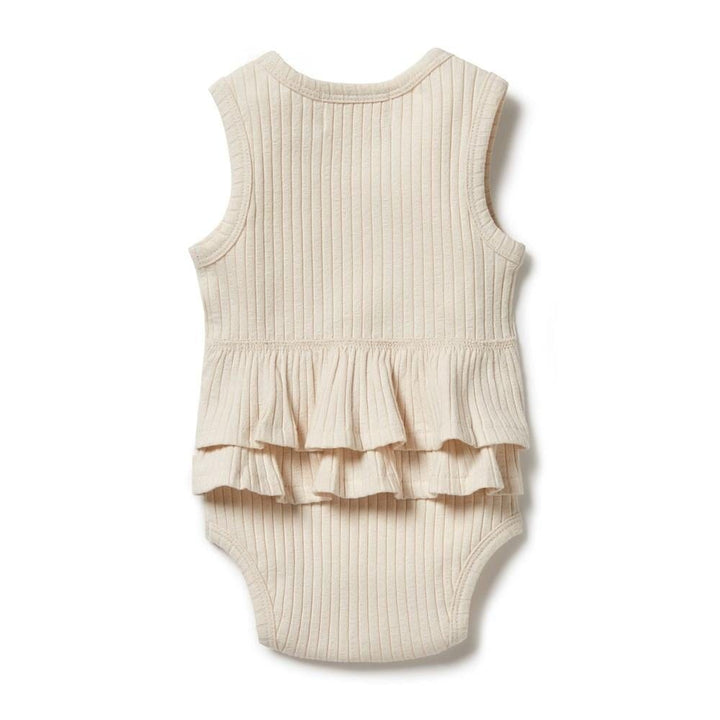 Oyster / 0-3 Months Wilson & Frenchy Organic Rib Ruffle Onesie (Multiple Variants) - Naked Baby Eco Boutique