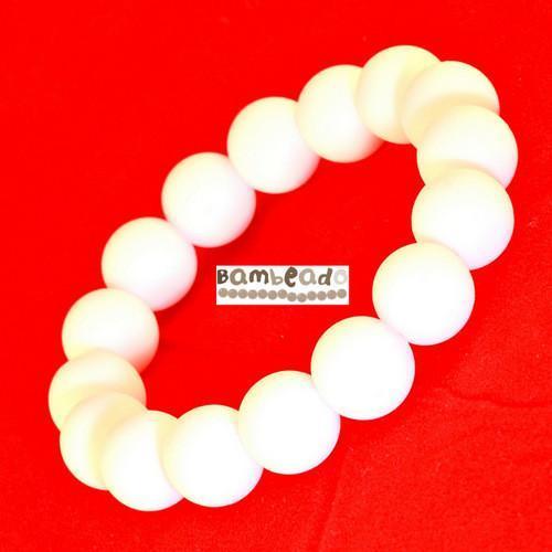 White Bambeado Silicone Round Bead Bracelet - Naked Baby Eco Boutique